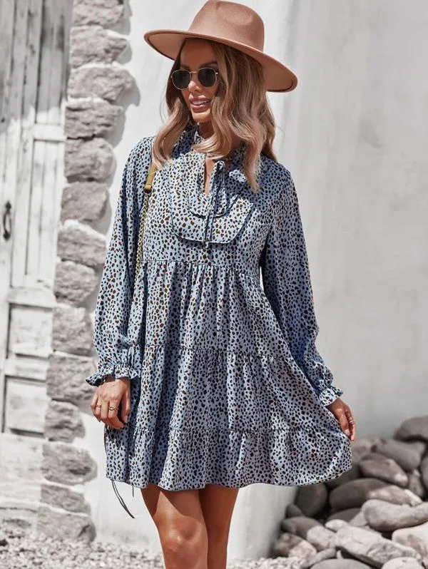 Printed long sleeve dress