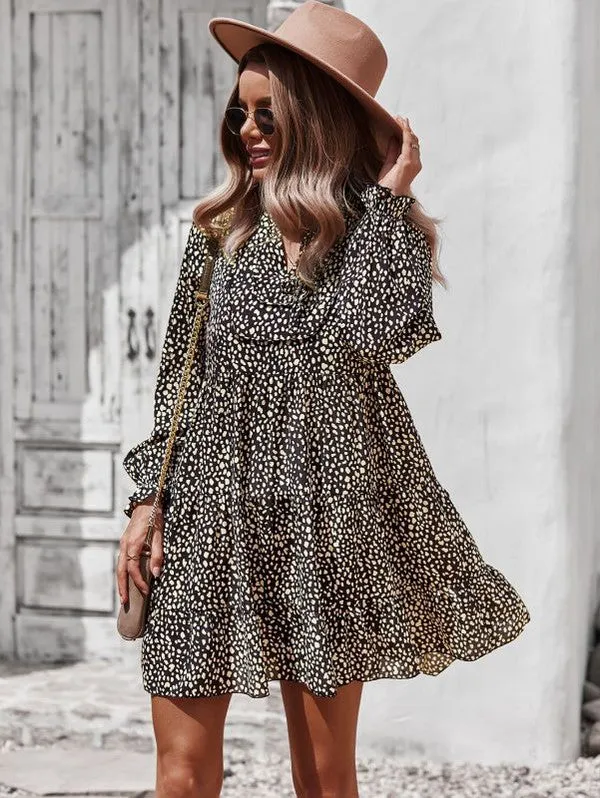 Printed long sleeve dress
