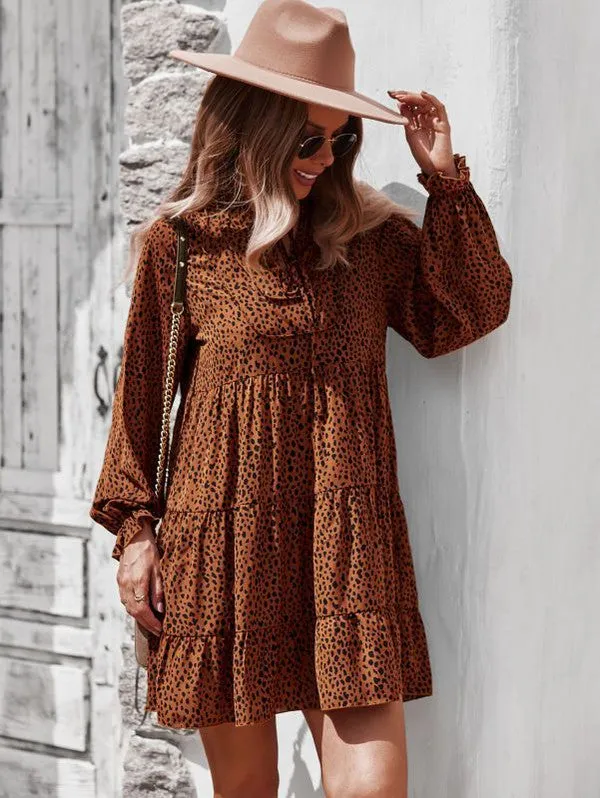 Printed long sleeve dress