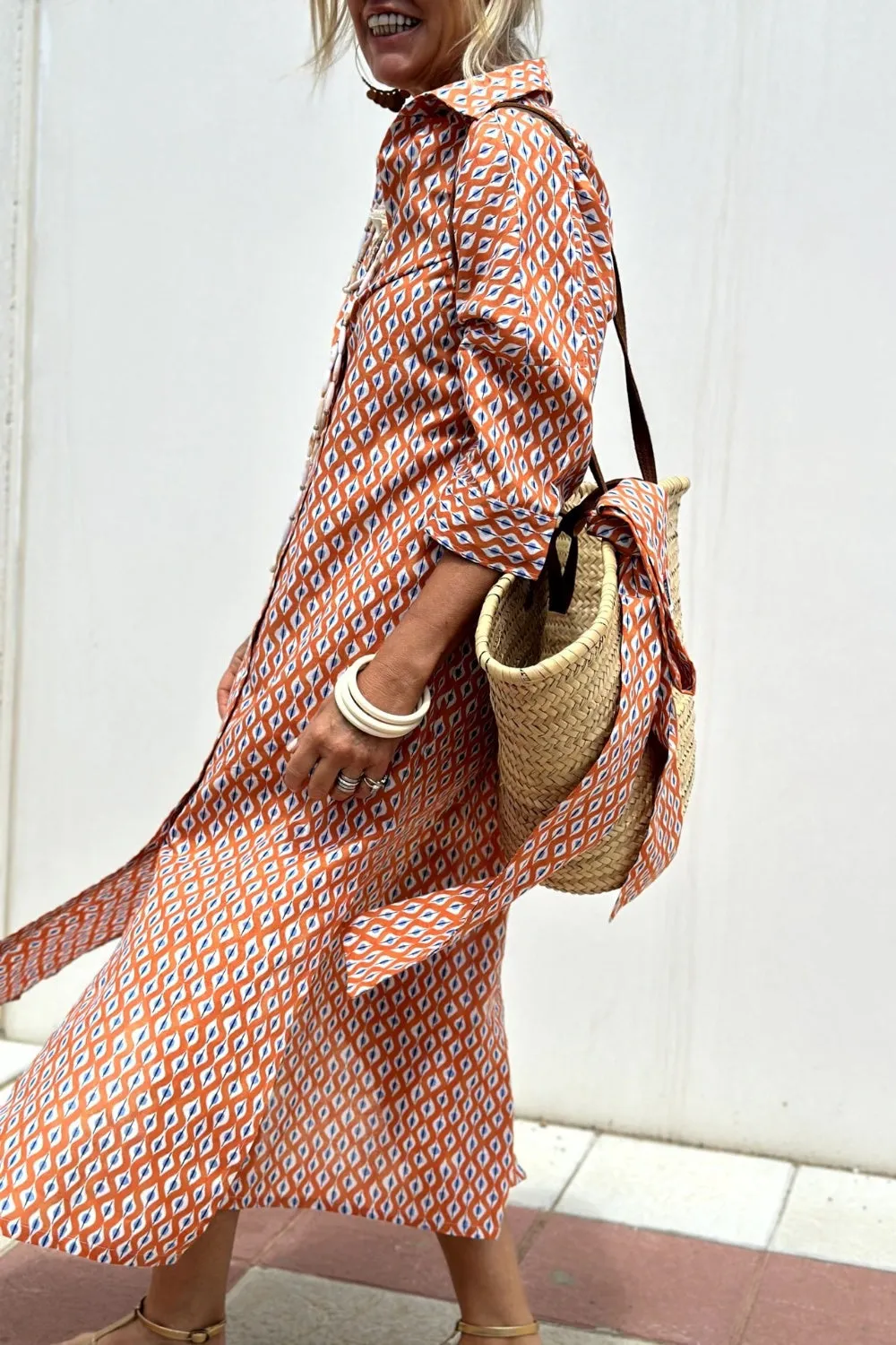 Printed Midi Shirt Dress