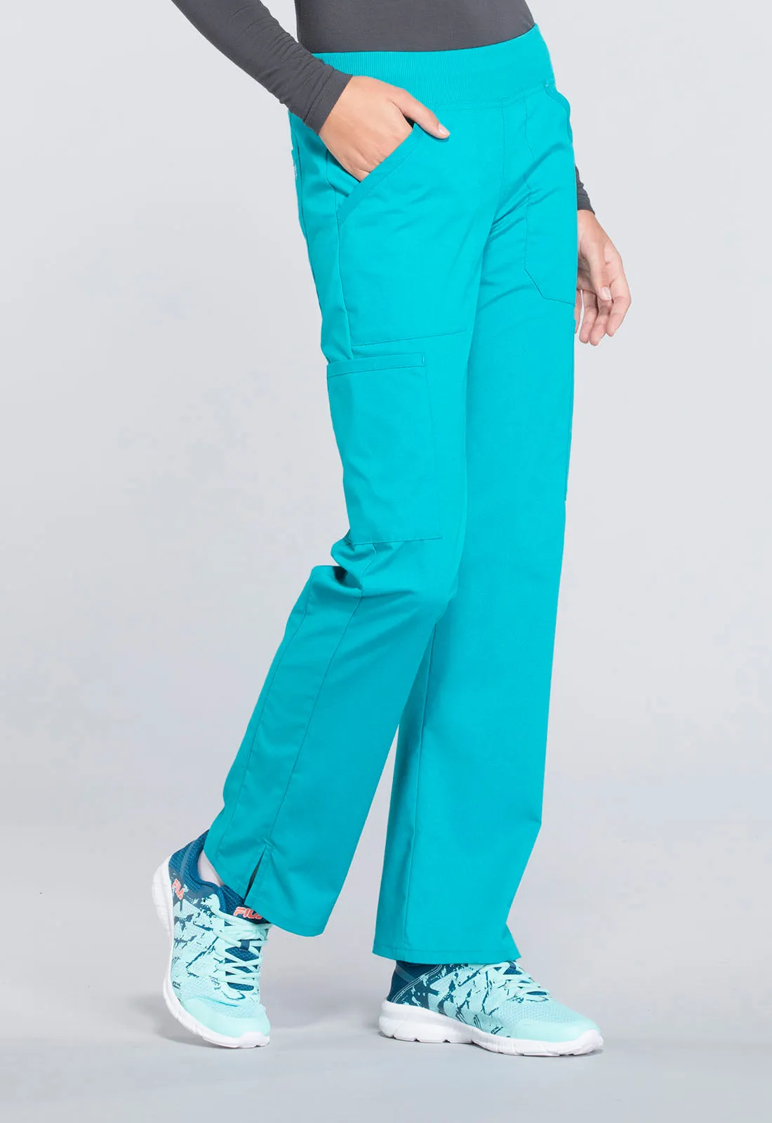 Professionals WW170 Mid Rise Straight Leg Pull-on Cargo Pants Teal Blue