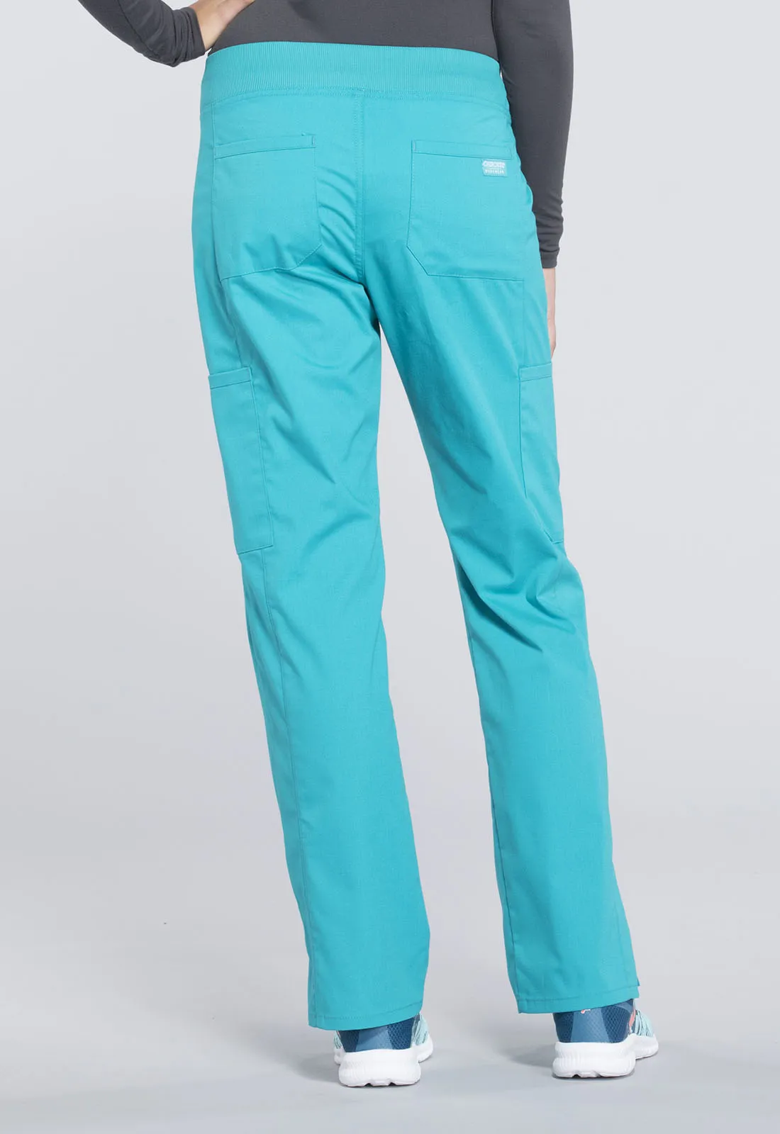 Professionals WW170 Mid Rise Straight Leg Pull-on Cargo Pants Teal Blue