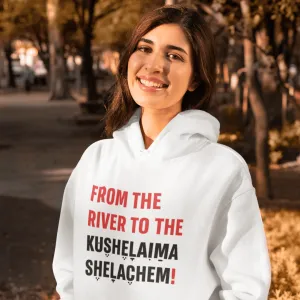 "From The River" White Custom Unisex Hoodie