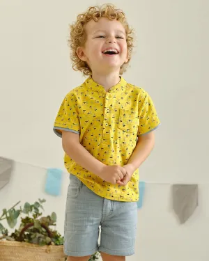 "Luan" Yellow Shirt & Sage Green Shorts