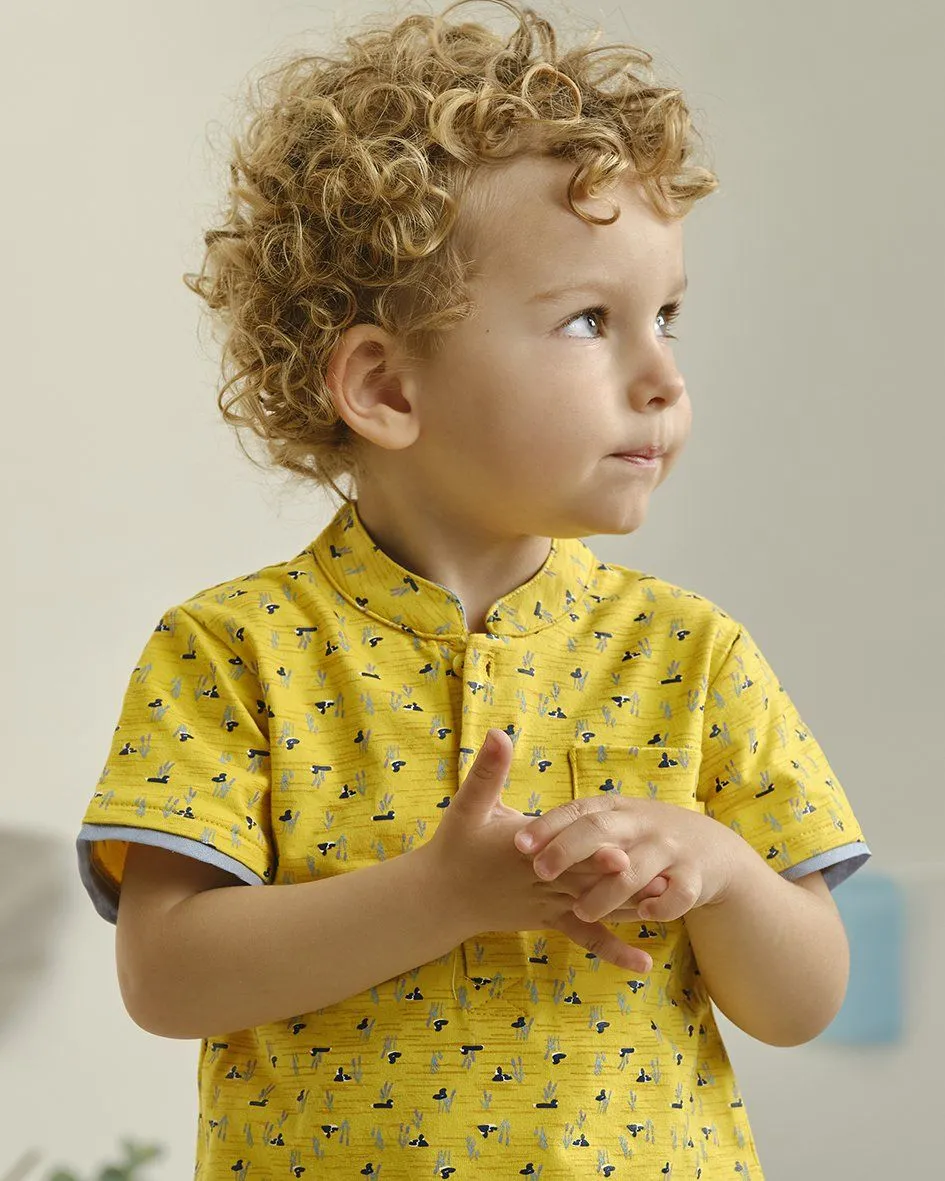 "Luan" Yellow Shirt & Sage Green Shorts