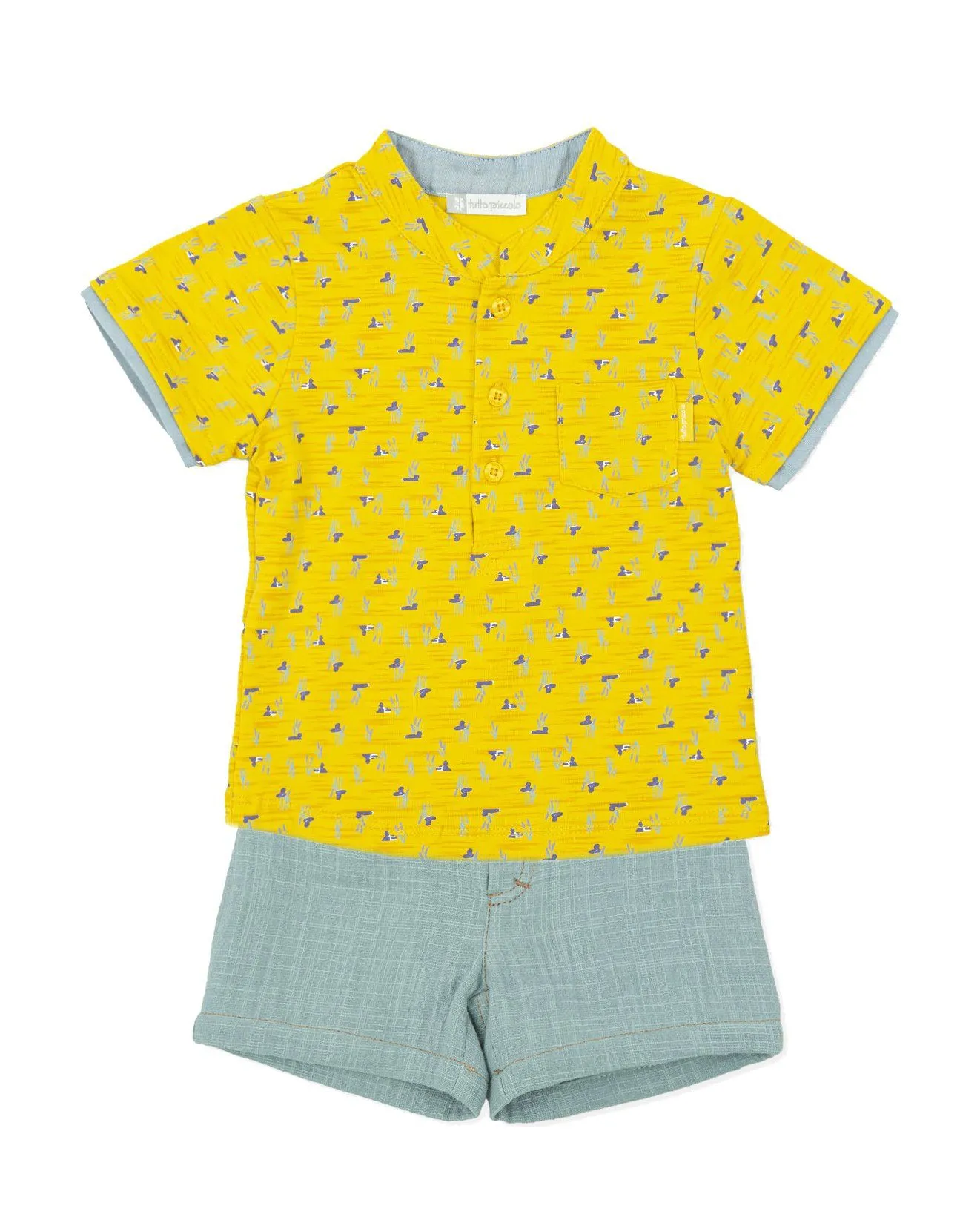 "Luan" Yellow Shirt & Sage Green Shorts