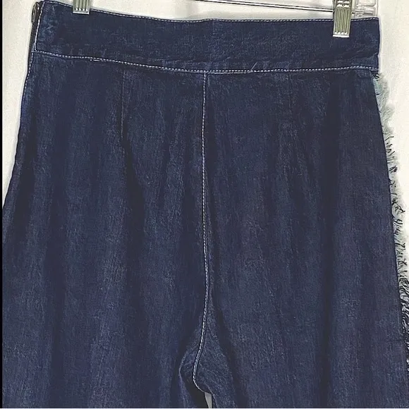 Rachel Comey Ruffle Jeans Sz 4 Revel Wide Leg Boho Rigid Denim Pants 90s Y2K