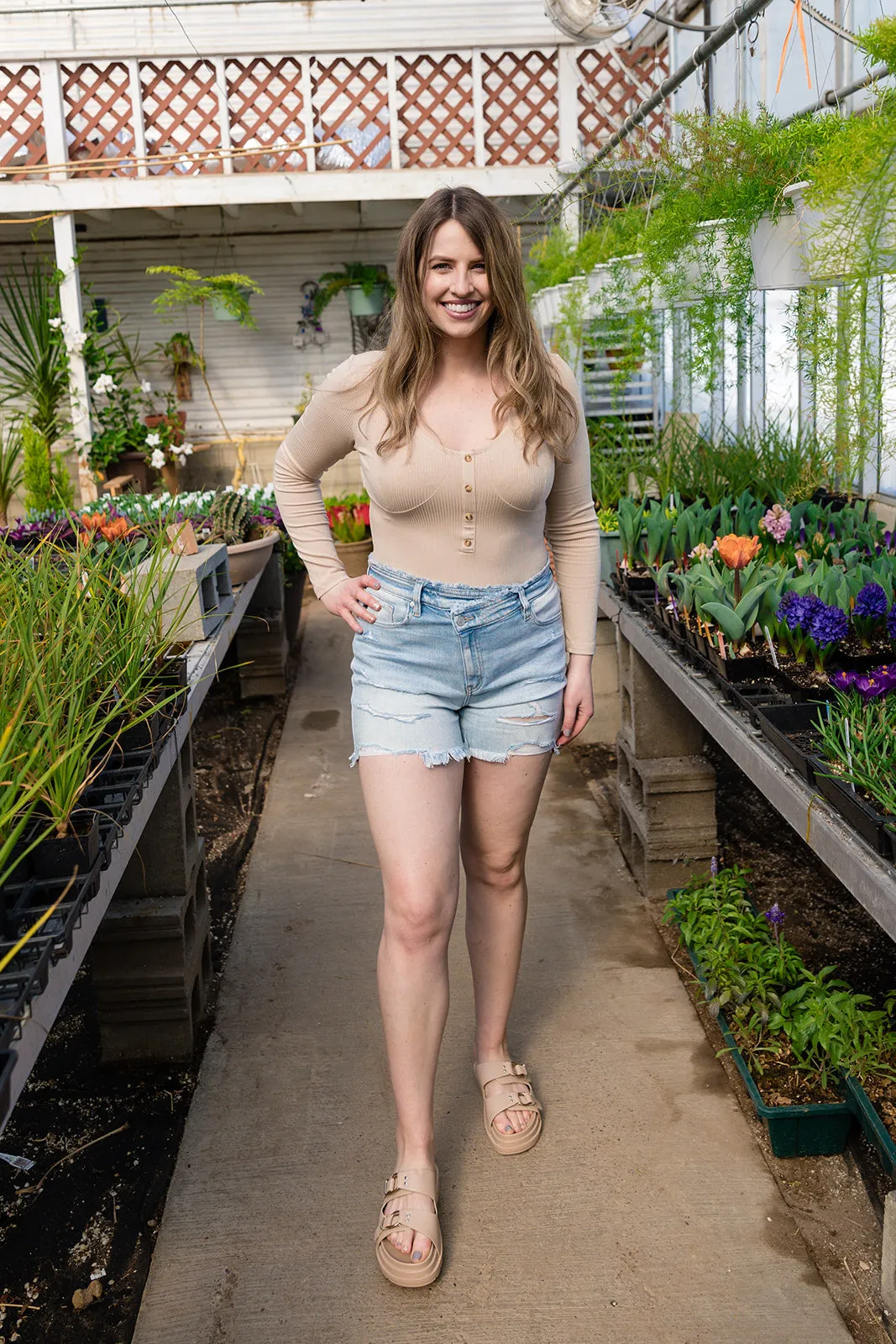 Ravalli High Rise Cross Over Denim Shorts