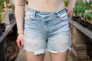 Ravalli High Rise Cross Over Denim Shorts