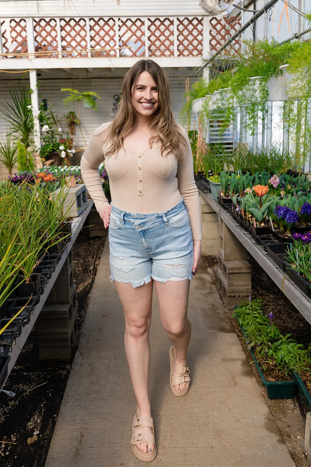 Ravalli High Rise Cross Over Denim Shorts