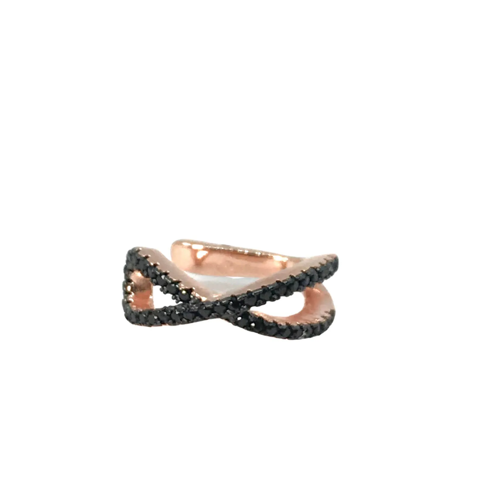 Rebecca Rose Gold Crossover Cuff - Black