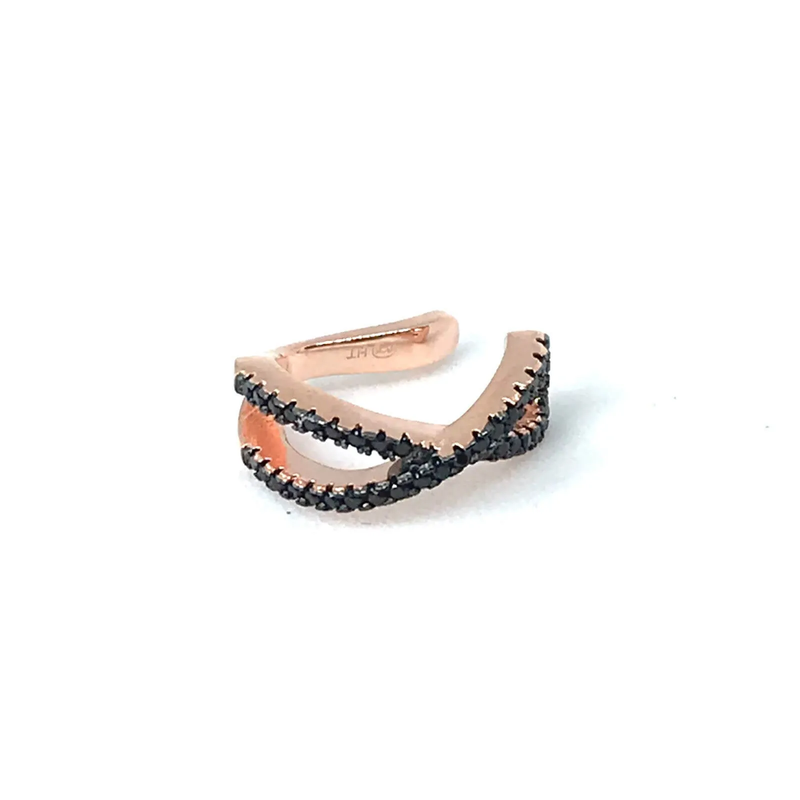 Rebecca Rose Gold Crossover Cuff - Black