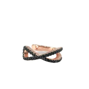 Rebecca Rose Gold Crossover Cuff - Black