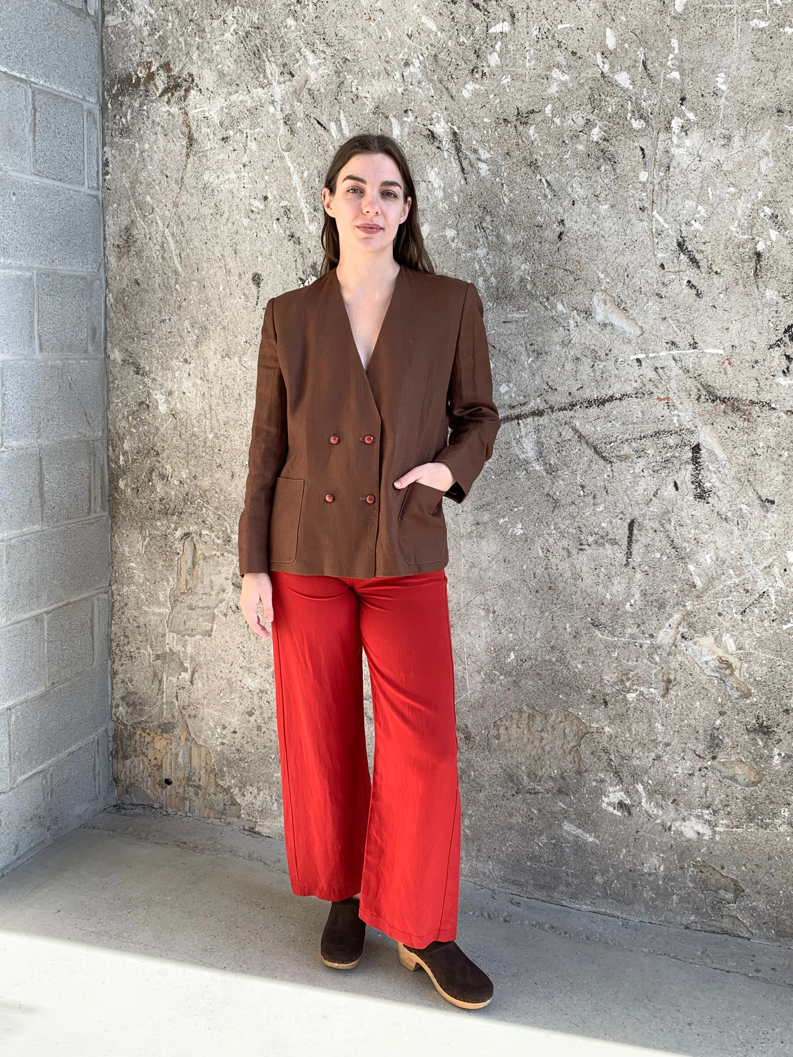 red straight leg pants