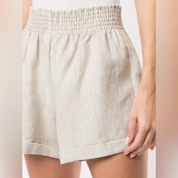 Reformation Nashville Cream/Tan Cuffed Shorts Sz XSmall