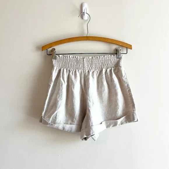 Reformation Nashville Cream/Tan Cuffed Shorts Sz XSmall