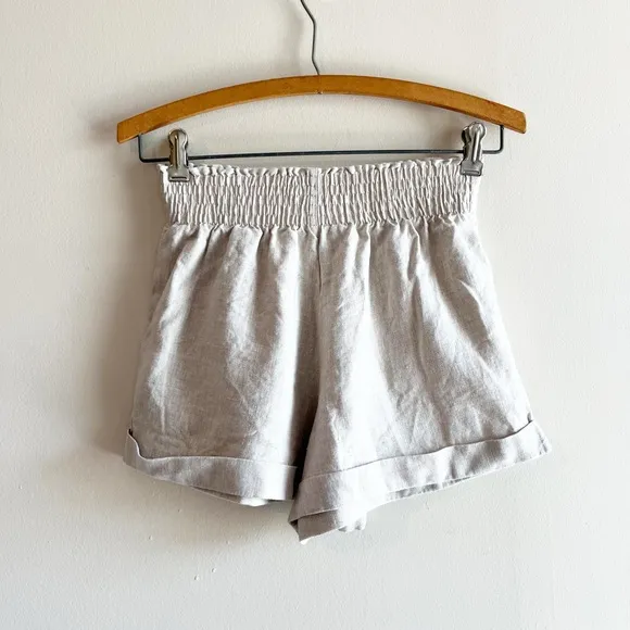 Reformation Nashville Cream/Tan Cuffed Shorts Sz XSmall