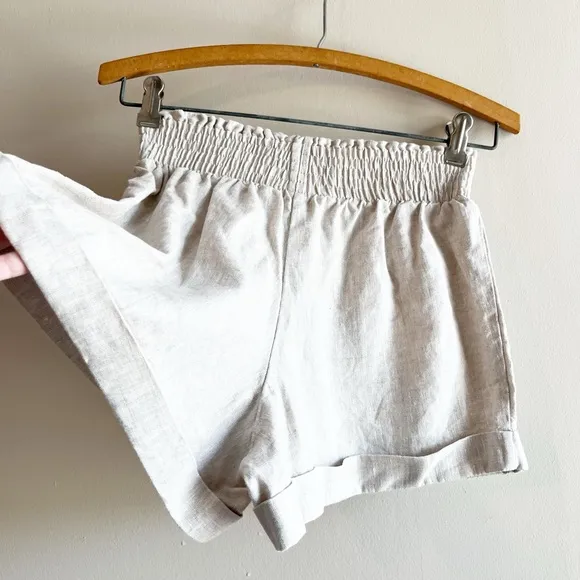 Reformation Nashville Cream/Tan Cuffed Shorts Sz XSmall