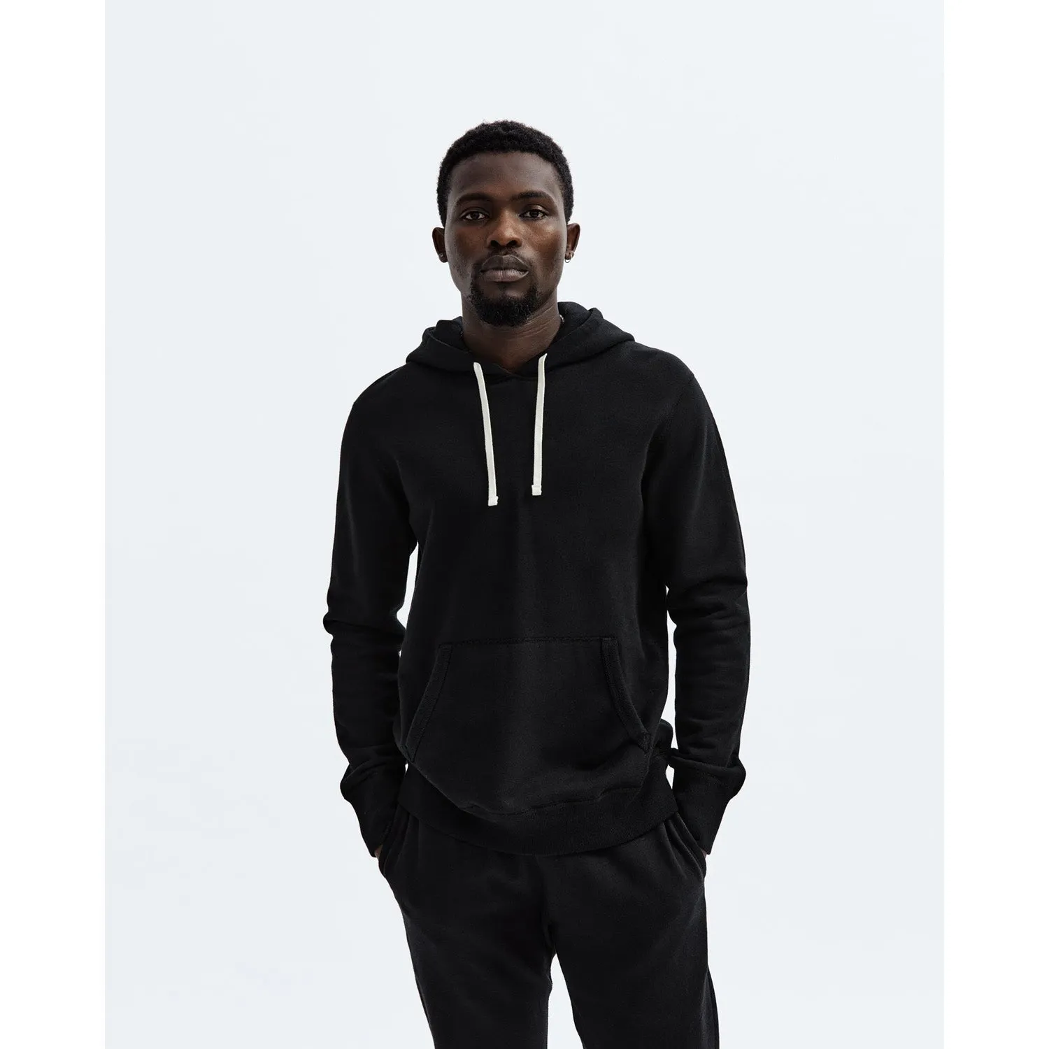 Reigning Champ Men Knit Mid Wt Terry Pullover Hoodie Black RC-3206-BLK