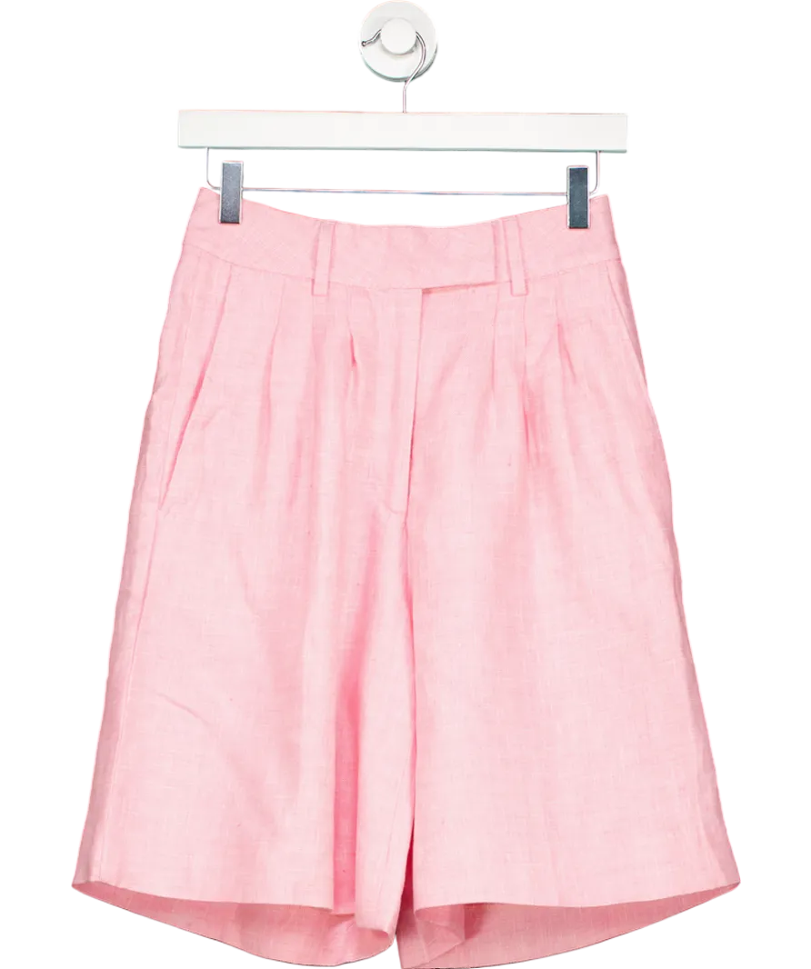 Remain Birger Christensen Pink Kiki Wide-leg Linen Shorts UK 6
