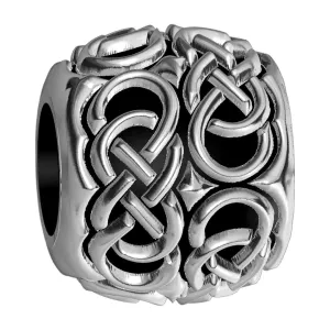 Repeating Double Infinity Symbol Charm Bracelet Bead in 14K White gold