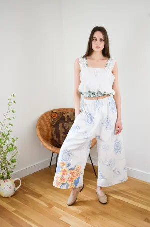 Reworked Wide Leg Cotton Pants | M