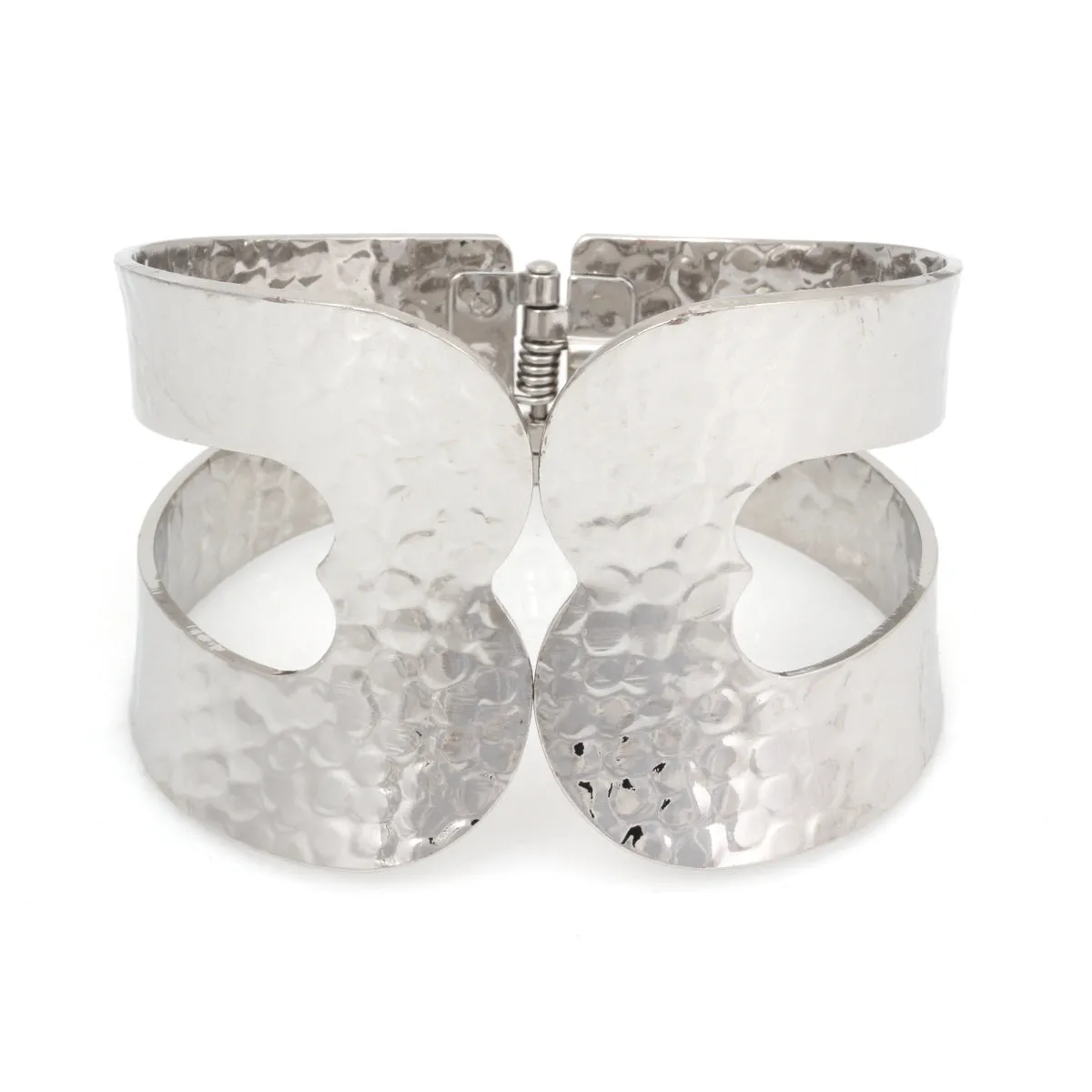 RHODIUM HAMMERED HINGED CUFF  BRACELET #HB9967RHOD (LG19/Top-LH19)
