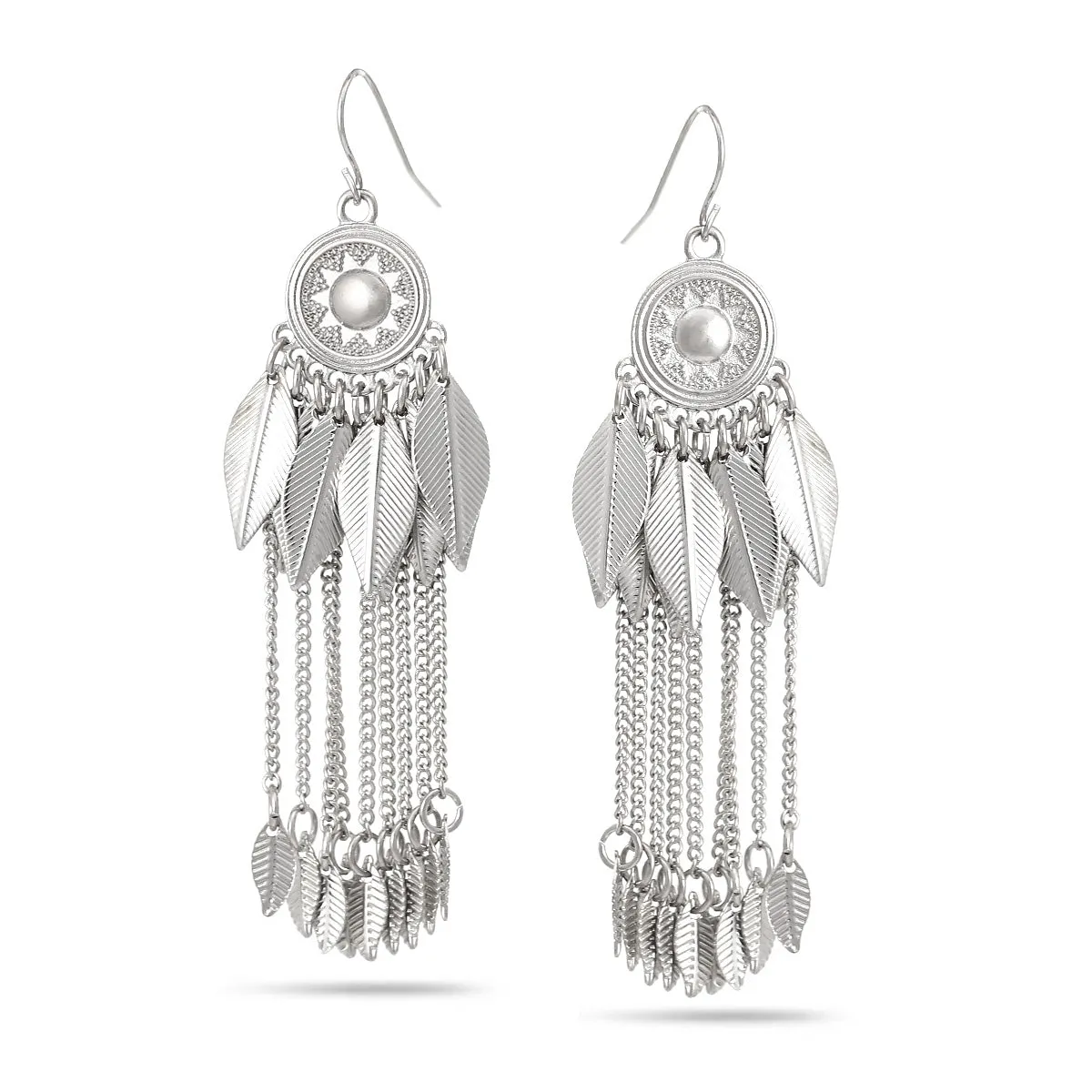 RHODIUM TASSEL  EARRINGS #SQE1230129RH