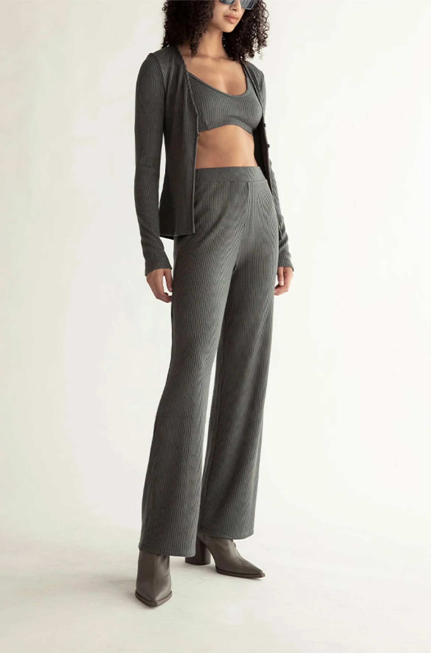 Rib Knit Straight Leg Pant