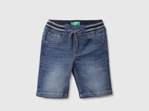 Ribbed Denim Shorts