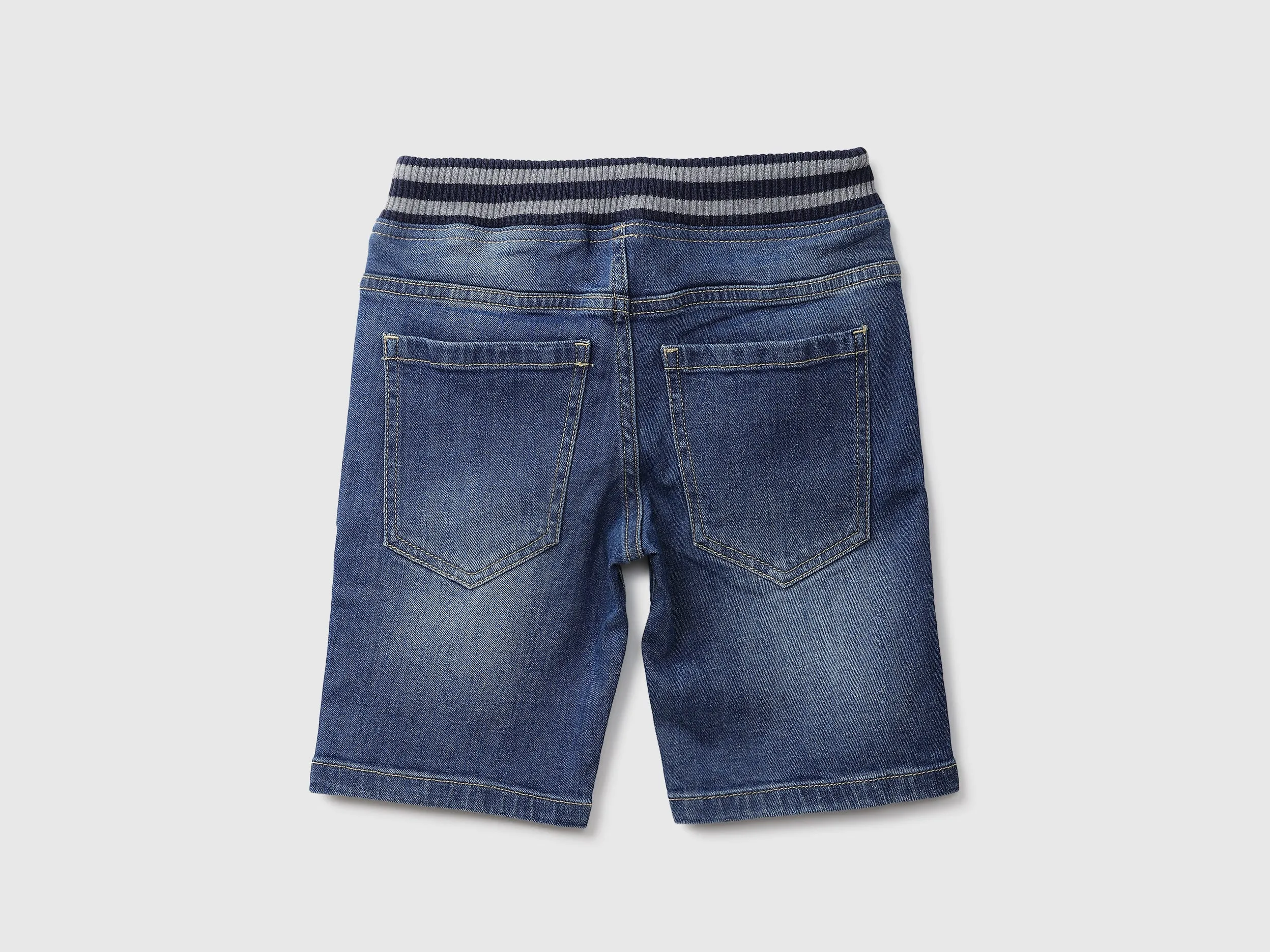 Ribbed Denim Shorts