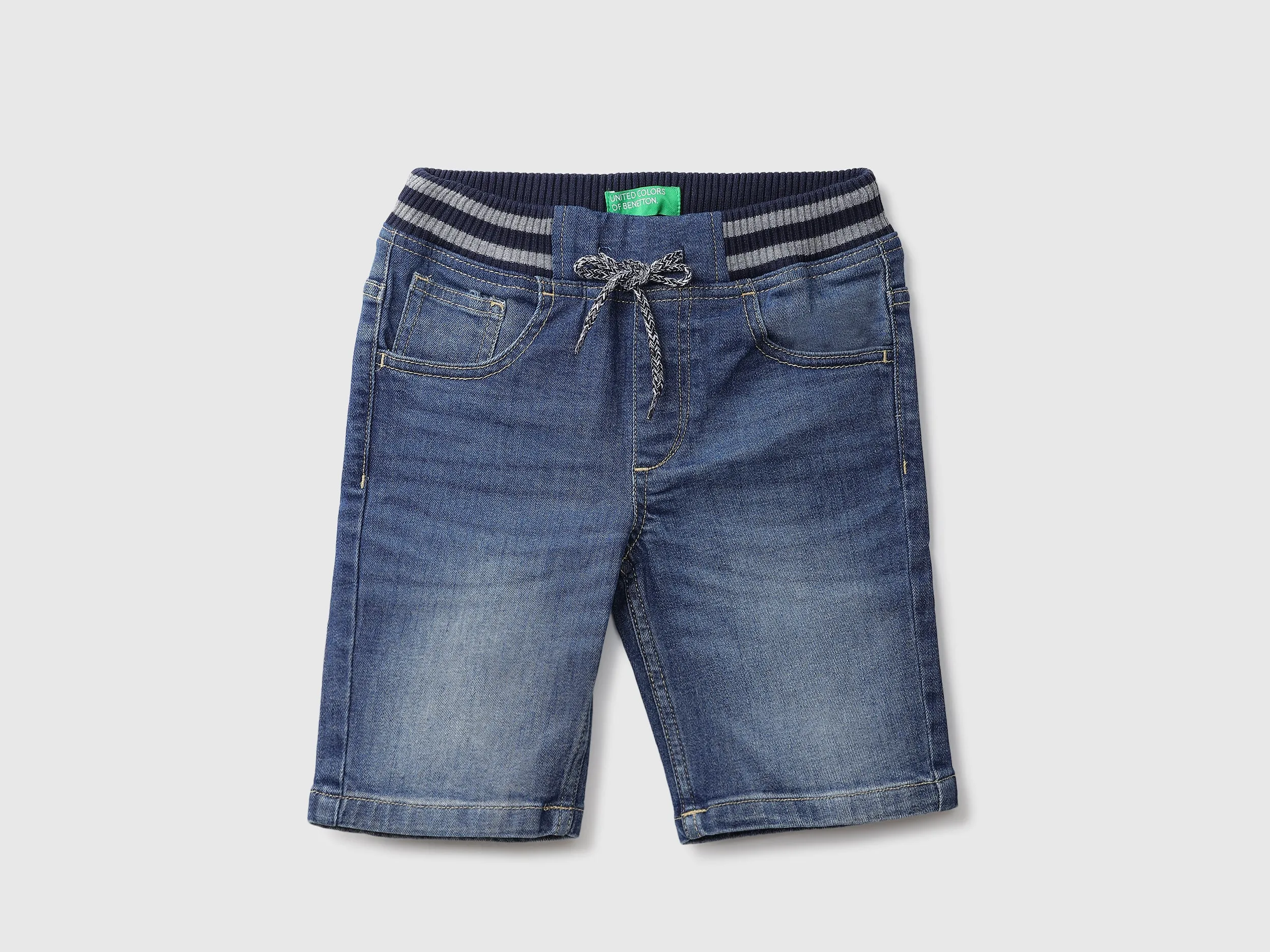 Ribbed Denim Shorts