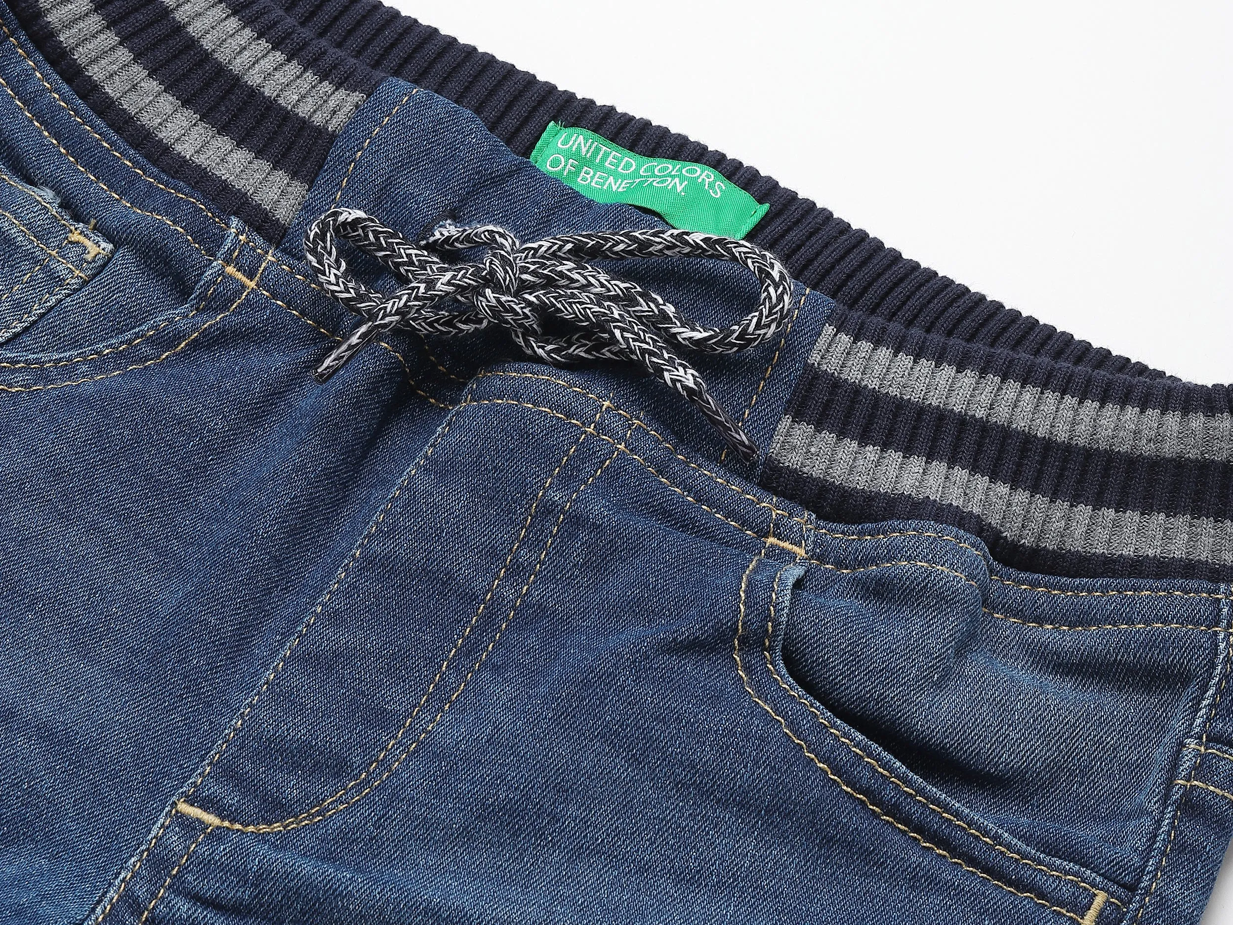 Ribbed Denim Shorts