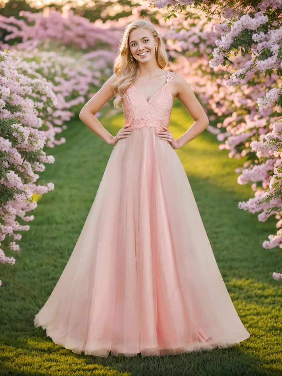 Robe De Mariée Trapèze à Double Col En V Et Corsage En Dentelle