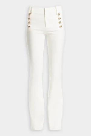 Robertson Flare Trouser with Sailor Buttons in Soft White