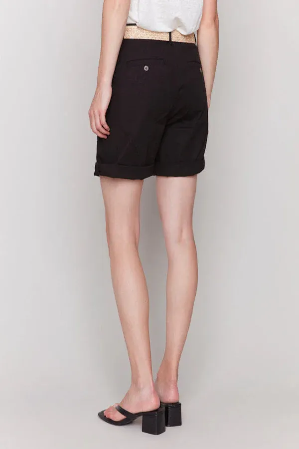 Roll-Up Cuff Black Shorts