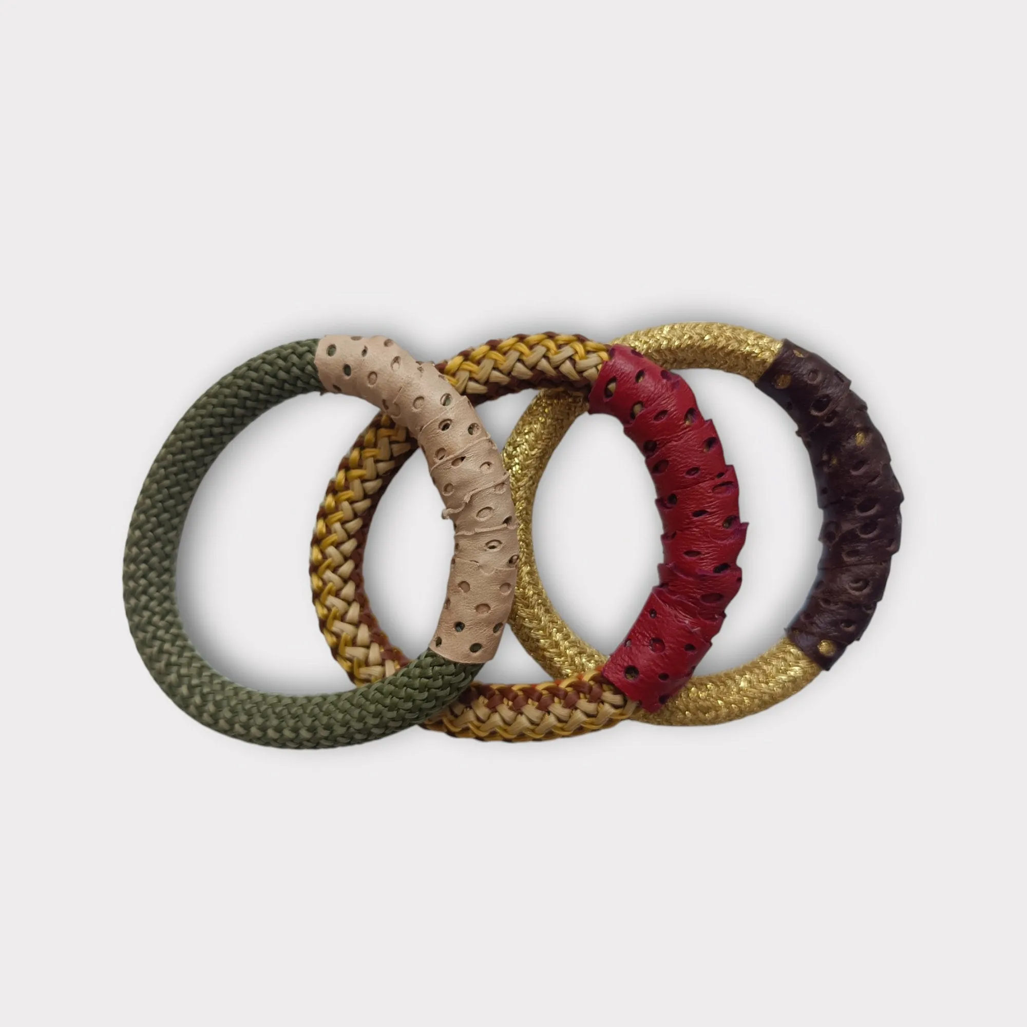 Rope and Leather Bangles - Dark Colors