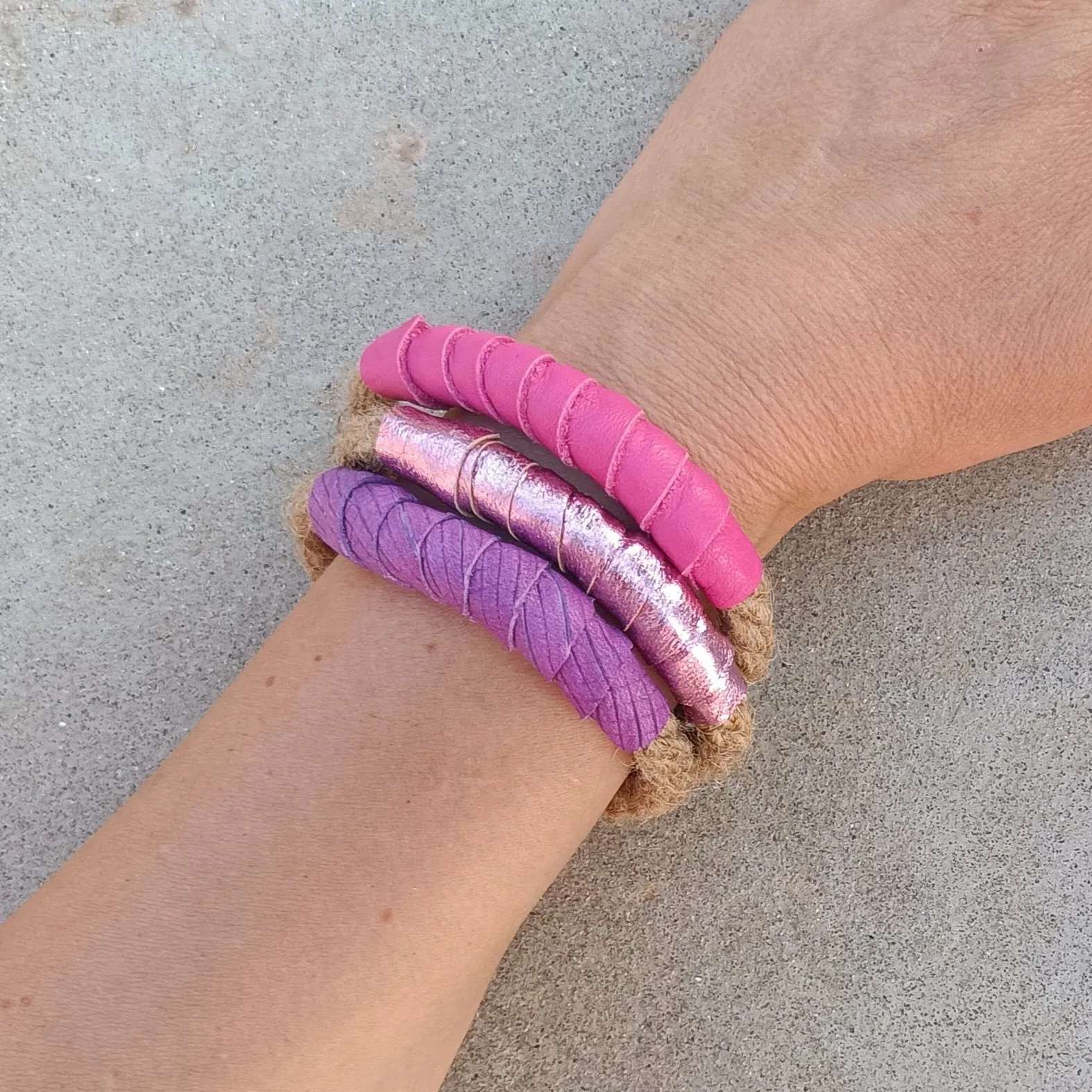 Rope and Leather Bracelets - Set of 3