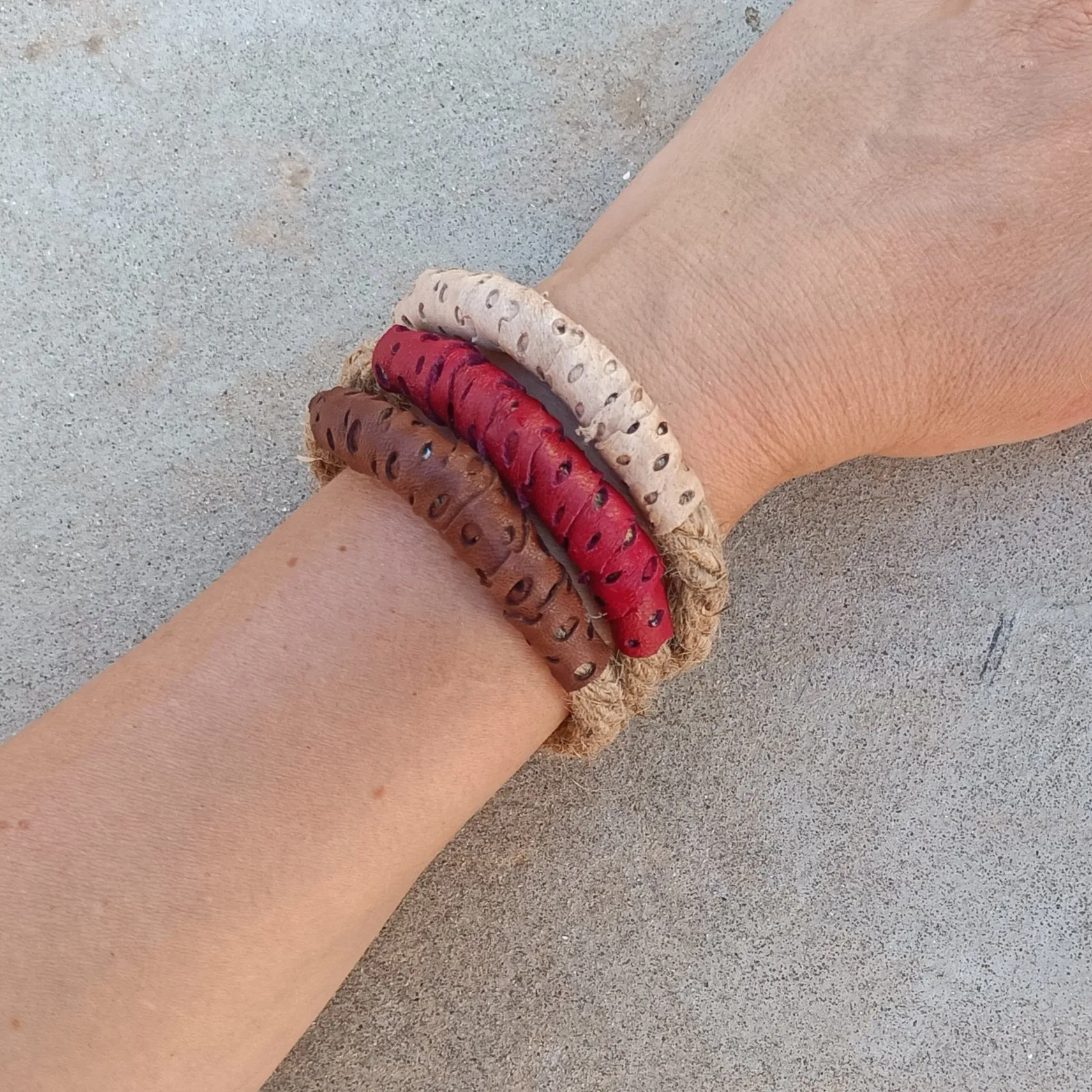 Rope and Leather Bracelets - Set of 3