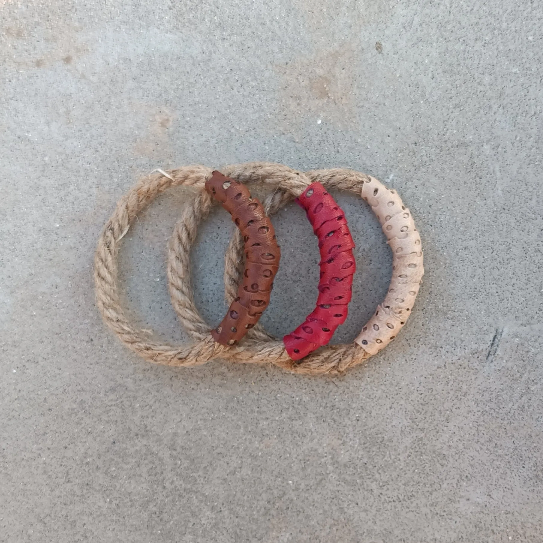 Rope and Leather Bracelets - Set of 3