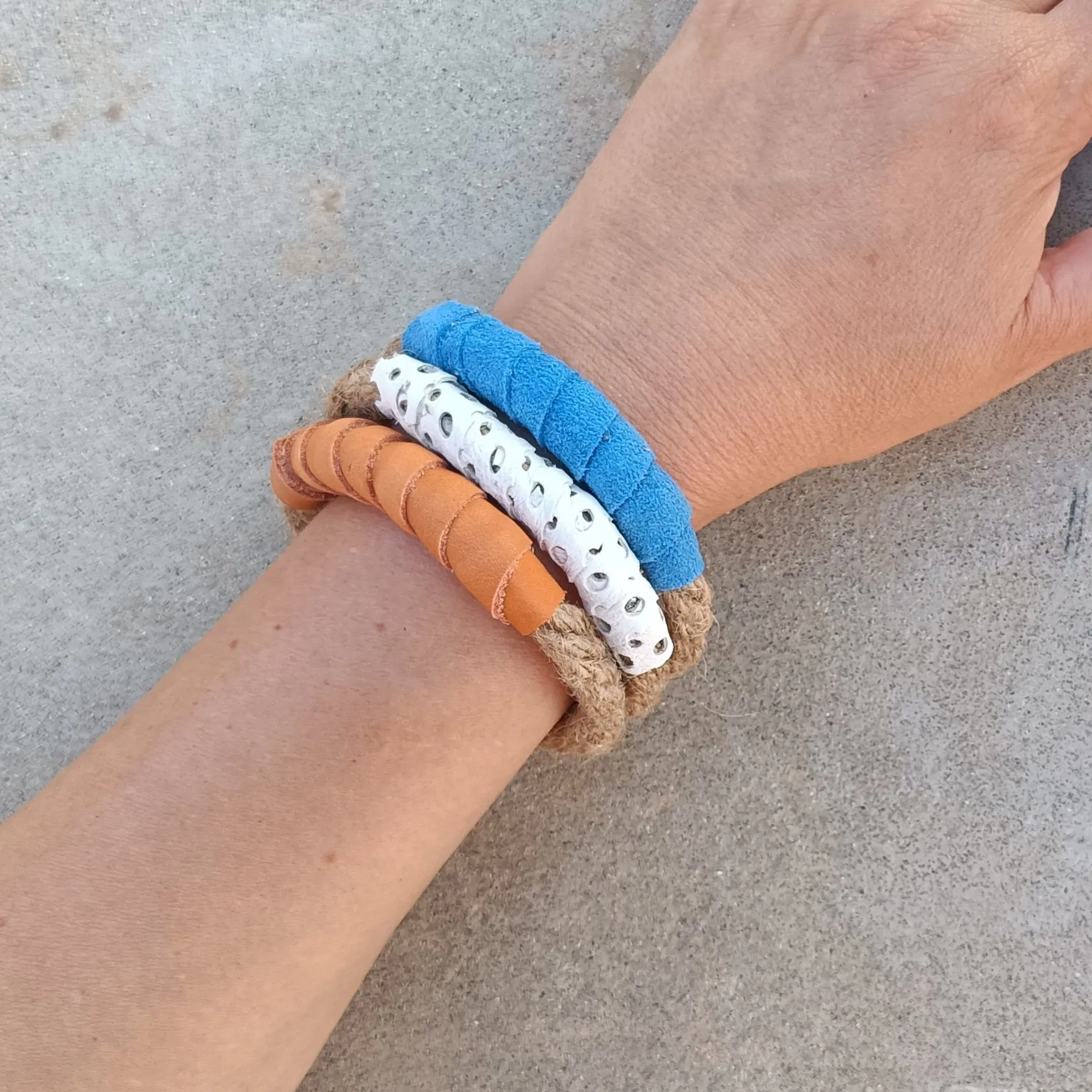 Rope and Leather Bracelets - Set of 3