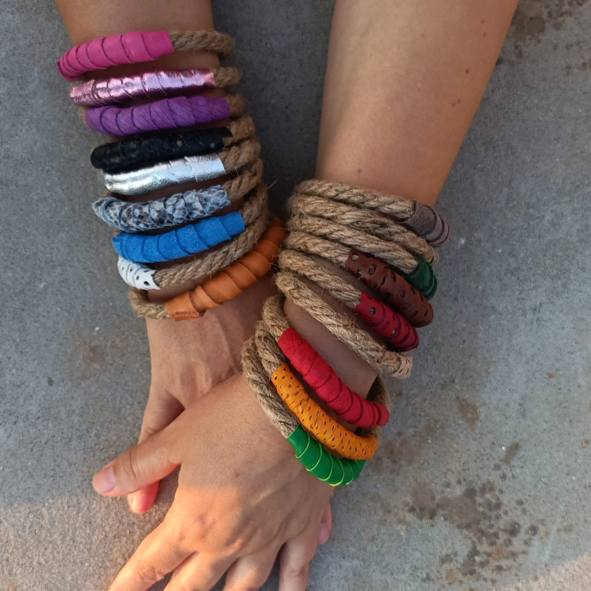 Rope and Leather Bracelets - Set of 3