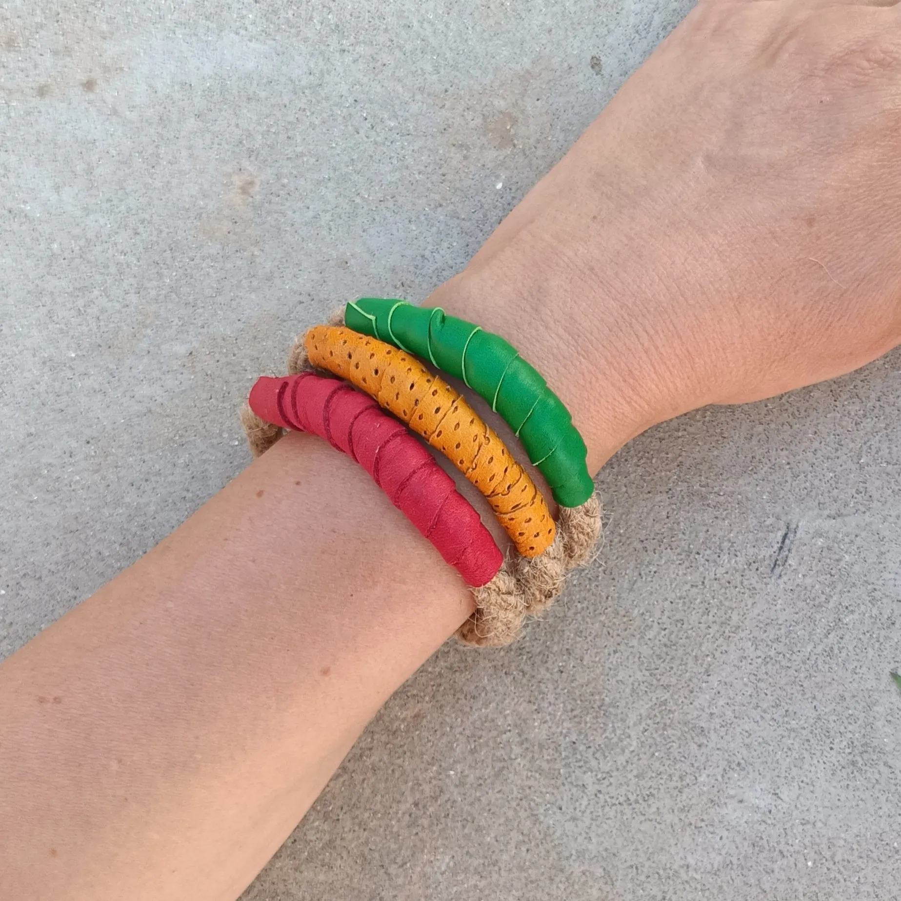 Rope and Leather Bracelets - Set of 3