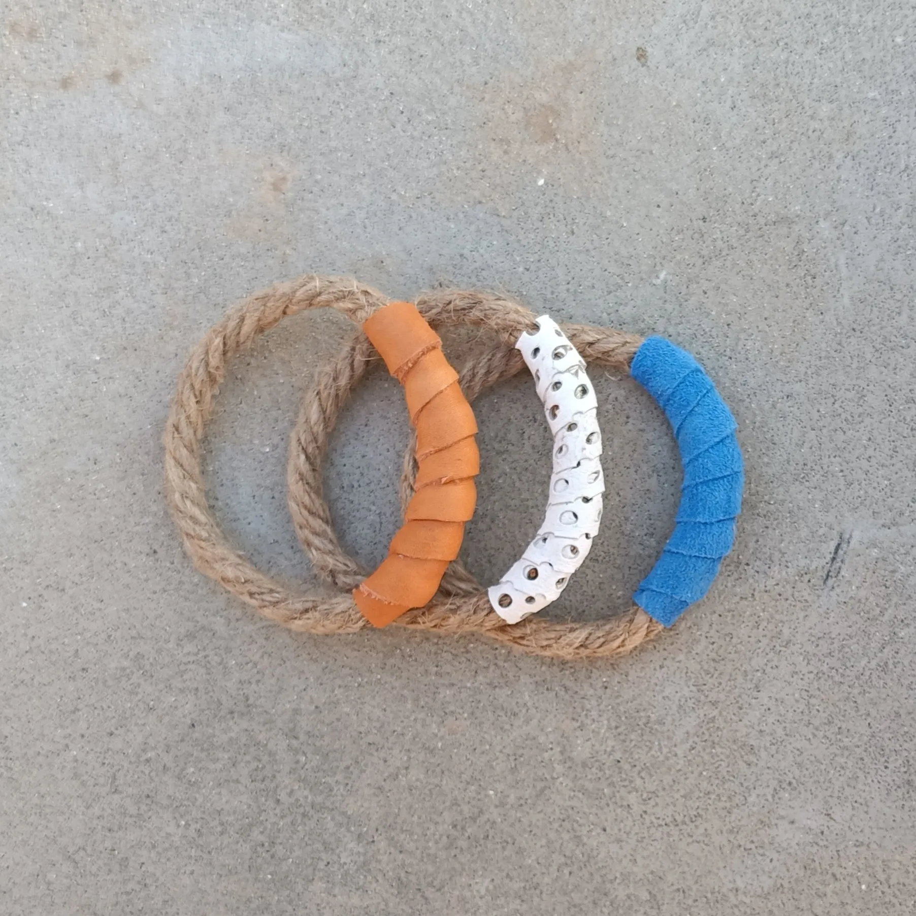 Rope and Leather Bracelets - Set of 3