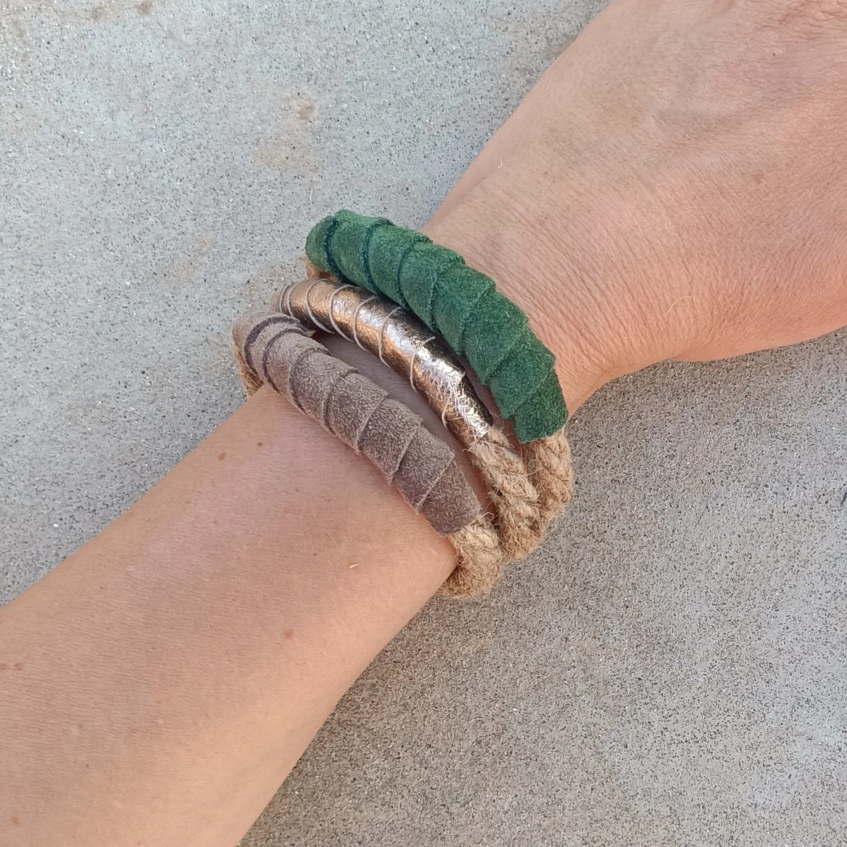 Rope and Leather Bracelets - Set of 3