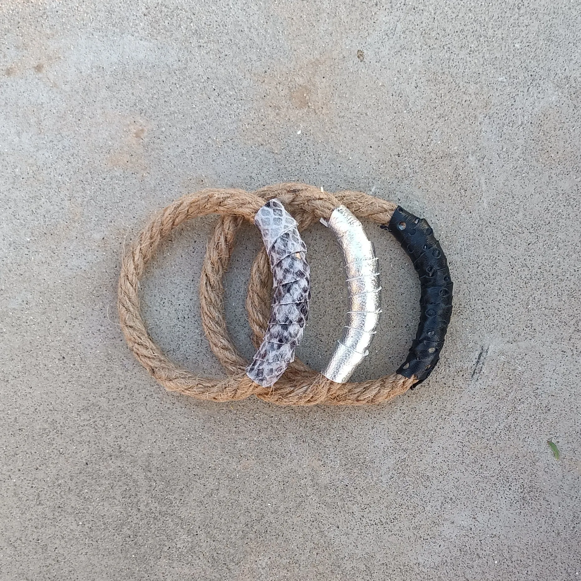Rope and Leather Bracelets - Set of 3