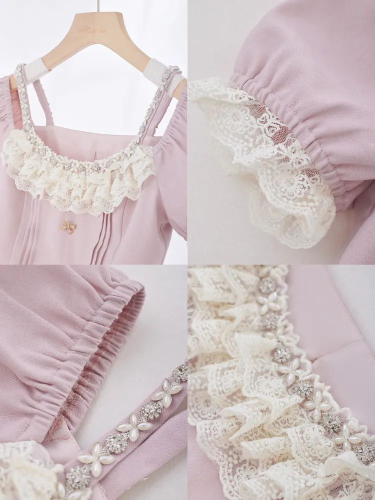 Rosette Ruffle Pearl Embellished Corset Top