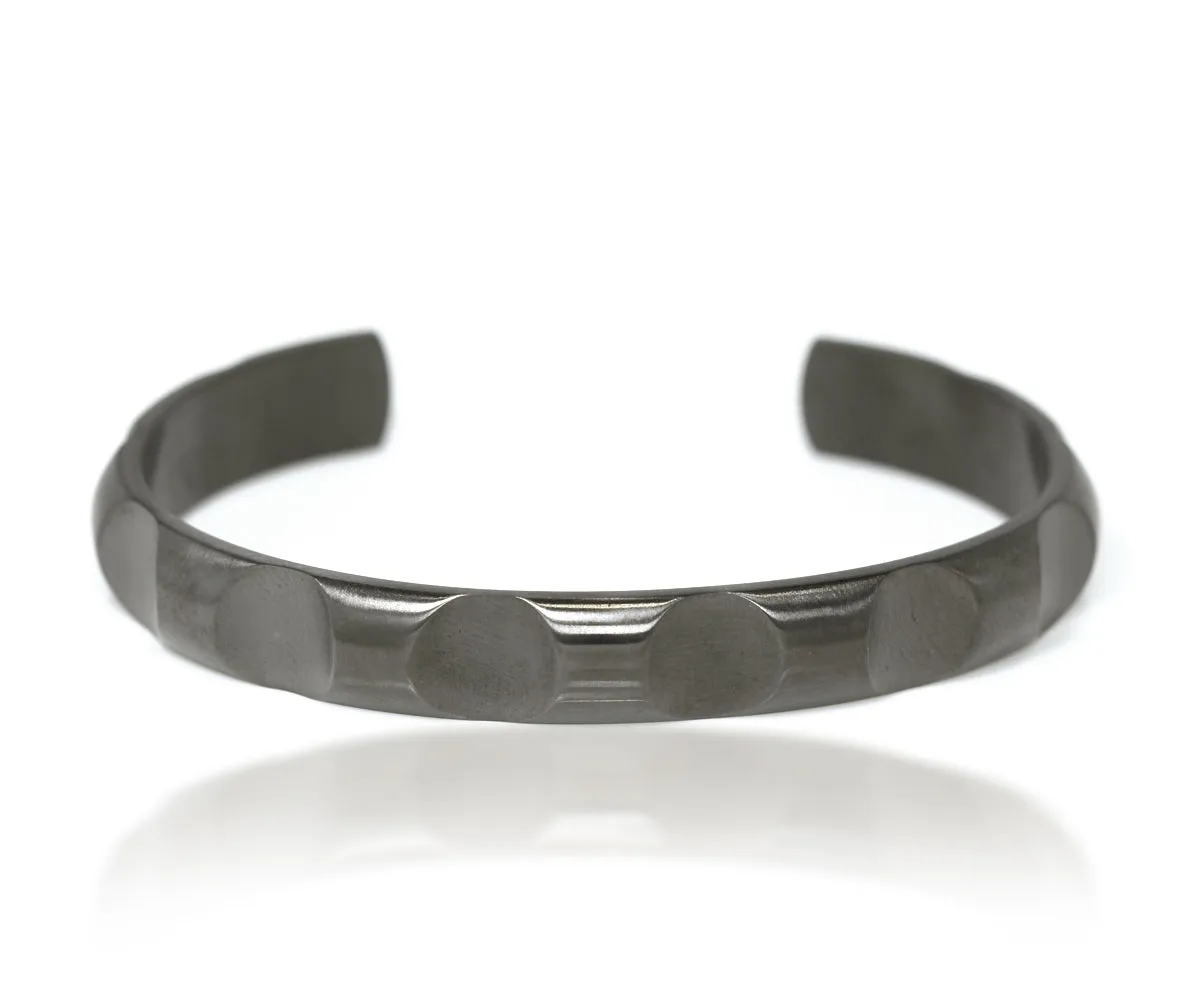 Round Cut Gun Metal Cuff Bracelet