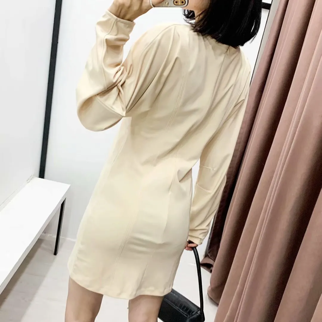 Round Neck Splicing Bodycon Mini Dress