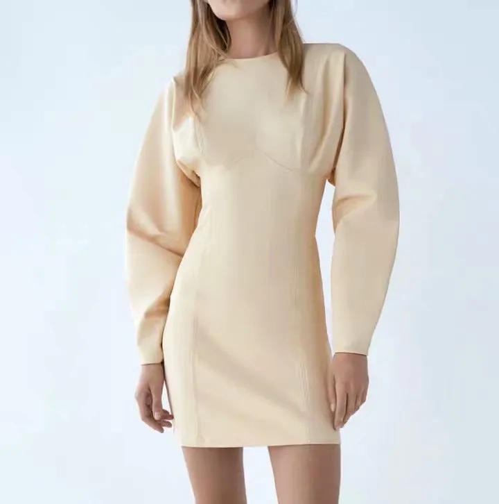 Round Neck Splicing Bodycon Mini Dress